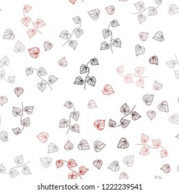 Dark Red vector seamless doodle pattern with leaves. Glitter abstract illustration with doodles and leaves. Pattern for design of fabric, wallpapers.