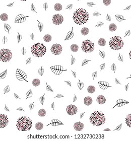 Dark Red vector seamless doodle layout with leaves, flowers. Shining colorful illustration with leaves, flowers. Pattern for design of window blinds, curtains.