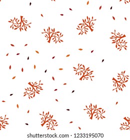 Dark Red vector seamless doodle pattern with leaves, branches. Shining colored illustration with leaves and branches. Pattern for trendy fabric, wallpapers.