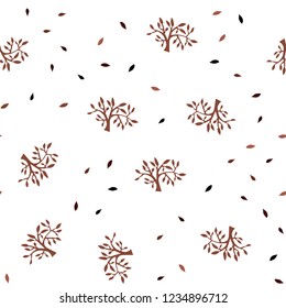 Dark Red vector seamless doodle pattern with leaves, branches. Abstract illustration with leaves, branches in doodles style. Pattern for design of fabric, wallpapers.