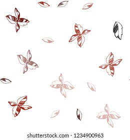 Dark Red vector seamless doodle background with leaves. Sketchy doodles with leaves on blurred background. Template for business cards, websites.