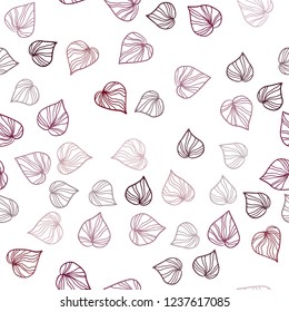 Dark Red vector seamless doodle backdrop with leaves. Doodle illustration of leaves in Origami style with gradient. Pattern for design of window blinds, curtains.