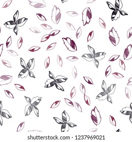 Dark Red vector seamless doodle background with leaves. leaves on blurred abstract background with gradient. Design for textile, fabric, wallpapers.