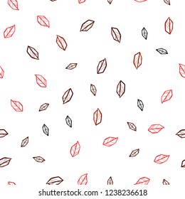 Dark Red vector seamless doodle template with leaves. Blurred decorative design in Indian style with leaves. Design for wallpaper, fabric makers.