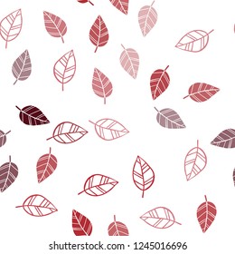 Dark Red vector seamless doodle background with leaves. A vague abstract illustration with leaves in doodles style. Pattern for trendy fabric, wallpapers.