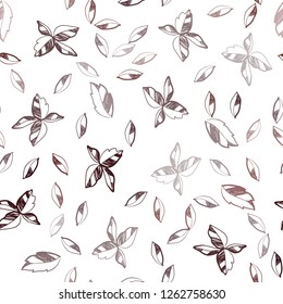 Dark Red vector seamless doodle pattern with leaves. Colorful illustration in doodle style with leaves. Trendy design for wallpaper, fabric makers.