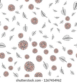 Dark Red vector seamless doodle layout with leaves, flowers. Shining colorful illustration with leaves, flowers. Pattern for trendy fabric, wallpapers.