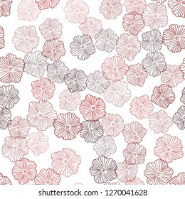 Dark Red vector seamless doodle pattern with flowers. Colorful illustration in doodle style with flowers. Design for wallpaper, fabric makers.