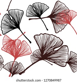 Dark Red vector seamless doodle background with leaves. Shining colored illustration with leaves in doodle style. Design for textile, fabric, wallpapers.