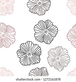 Dark Red vector seamless doodle template with flowers. Modern abstract illustration with flowers. Design for textile, fabric, wallpapers.