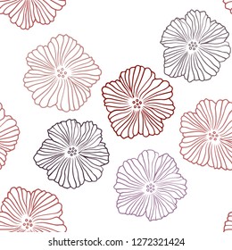 Dark Red vector seamless doodle pattern with flowers. Doodle illustration of flowers in Origami style. Design for textile, fabric, wallpapers.