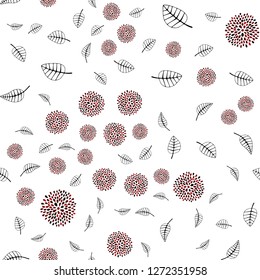 Dark Red vector seamless doodle background with leaves, flowers. Design in Indian style on white background. Trendy design for wallpaper, fabric makers.