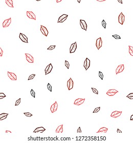 Dark Red vector seamless doodle template with leaves. Blurred decorative design in Indian style with leaves. Design for wallpaper, fabric makers.