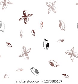 Dark Red vector seamless doodle backdrop with leaves. A vague abstract illustration with leaves in doodles style. Pattern for design of fabric, wallpapers.