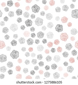 Dark Red vector seamless doodle layout with flowers. Sketchy doodle flowers on white background. Design for wallpaper, fabric makers.