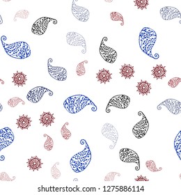 Dark Red vector seamless doodle background with leaves and flowers. Creative illustration in blurred style with leaves, flowers. Design for wallpaper, fabric makers.