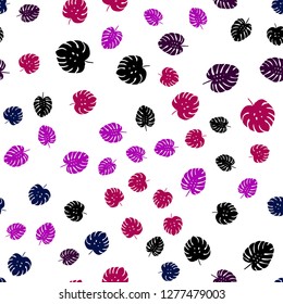 Dark Red vector seamless doodle pattern with leaves. Decorative illustration with doodles on abstract template. Texture for window blinds, curtains.