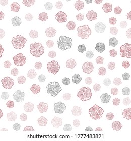 Dark Red vector seamless doodle texture with flowers. Creative illustration in blurred style with flowers. Texture for window blinds, curtains.