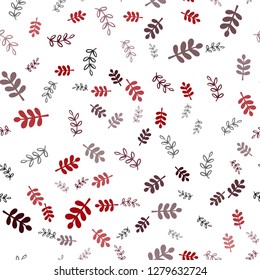 Dark Red vector seamless doodle backdrop with leaves, branches. Brand new colored illustration with leaves and branches. Design for wallpaper, fabric makers.