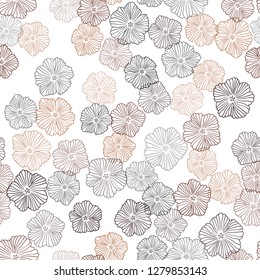 Dark Red vector seamless doodle background with flowers. Flowers with gradient on white background. Template for business cards, websites.