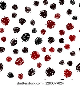 Dark Red vector seamless doodle background with leaves. A vague abstract illustration with leaves in doodles style. Pattern for trendy fabric, wallpapers.