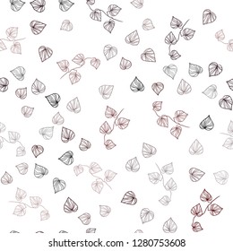 Dark Red vector seamless doodle template with leaves. leaves on blurred abstract background with gradient. Pattern for trendy fabric, wallpapers.