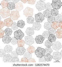 Dark Red vector seamless doodle backdrop with flowers. Sketchy doodle flowers on white background. Design for textile, fabric, wallpapers.