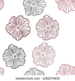 Dark Red vector seamless doodle background with flowers. Colorful illustration with flowers in doodle style. Design for wallpaper, fabric makers.