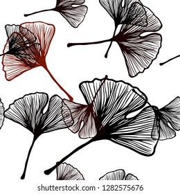 Dark Red vector seamless doodle layout with leaves. New colorful illustration in doodle style with leaves. Texture for window blinds, curtains.