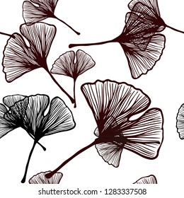Dark Red vector seamless doodle backdrop with leaves. Doodle illustration of leaves in Origami style with gradient. Template for business cards, websites.