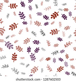 Dark Red vector seamless doodle backdrop with leaves, branches. Sketchy doodles on white background. Texture for window blinds, curtains.