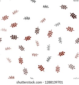 Dark Red vector seamless doodle pattern with leaves. Blurred decorative design in Indian style with leaves. Pattern for design of fabric, wallpapers.