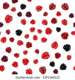 Dark Red vector seamless doodle background with leaves. Glitter abstract illustration with doodles and leaves. Design for textile, fabric, wallpapers.
