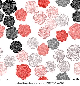 Dark Red vector seamless doodle pattern with flowers. Colorful illustration in doodle style with flowers. Template for business cards, websites.