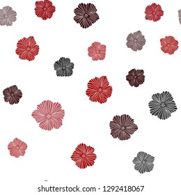 Dark Red vector seamless doodle backdrop with flowers. Doodle illustration of flowers in Origami style. Texture for window blinds, curtains.