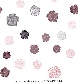 Dark Red vector seamless doodle pattern with flowers. Creative illustration in blurred style with flowers. Design for wallpaper, fabric makers.