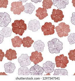 Dark Red vector seamless doodle background with flowers. Doodle illustration of flowers in Origami style. Design for textile, fabric, wallpapers.