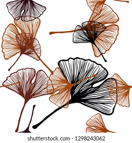 Dark Red vector seamless doodle pattern with leaves. A vague abstract illustration with leaves in doodles style. Design for textile, fabric, wallpapers.