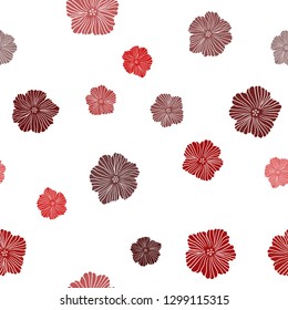 Dark Red vector seamless doodle pattern with flowers. Flowers with gradient on white background. Design for wallpaper, fabric makers.