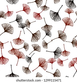 Dark Red vector seamless doodle backdrop with leaves. leaves on elegant natural pattern with gradient. Texture for window blinds, curtains.