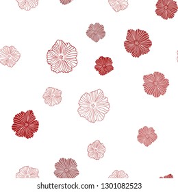 Dark Red vector seamless doodle background with flowers. Shining colored illustration with flowers. Pattern for trendy fabric, wallpapers.