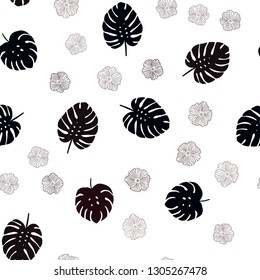 Dark Red vector seamless doodle pattern with flowers, leaves. Decorative design in Indian style on white background. Design for wallpaper, fabric makers.