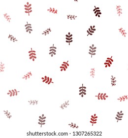 Dark Red vector seamless doodle layout with leaves. Colorful abstract illustration with leaves in doodle style. Template for business cards, websites.