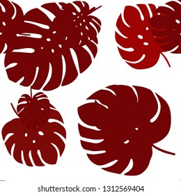 Dark Red vector seamless doodle background with leaves. Decorative illustration with doodles on abstract template. Template for business cards, websites.