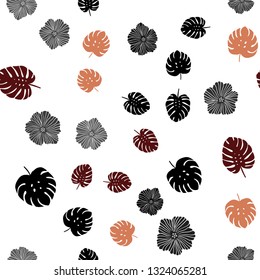 Dark Red vector seamless doodle pattern with flowers, leaves. Illustration with doodles on abstract template. Design for wallpaper, fabric makers.