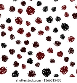 Dark Red vector seamless doodle pattern with leaves. Blurred decorative design in Indian style with leaves. Texture for window blinds, curtains.