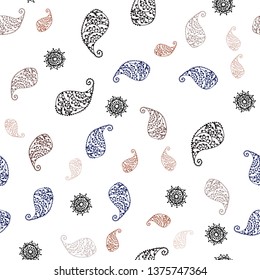 Dark Red vector seamless doodle backdrop with leaves and flowers. Brand new colored illustration with leaves and flowers. Design for textile, fabric, wallpapers.