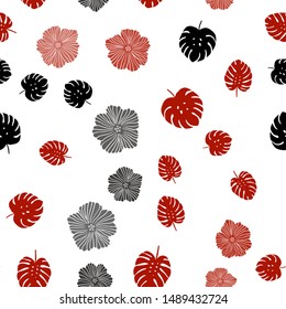 Dark Red vector seamless doodle backdrop with flowers, leaves. Illustration with doodles on abstract template. Pattern for trendy fabric, wallpapers.