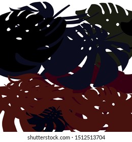 Dark Red vector seamless doodle background with leaves. leaves on blurred abstract background with gradient. Pattern for trendy fabric, wallpapers.