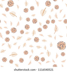 Dark Red vector seamless elegant template with leaves and flowers. Doodle illustration of leaves and flowers in Origami style. Template for backgrounds of cell phones.